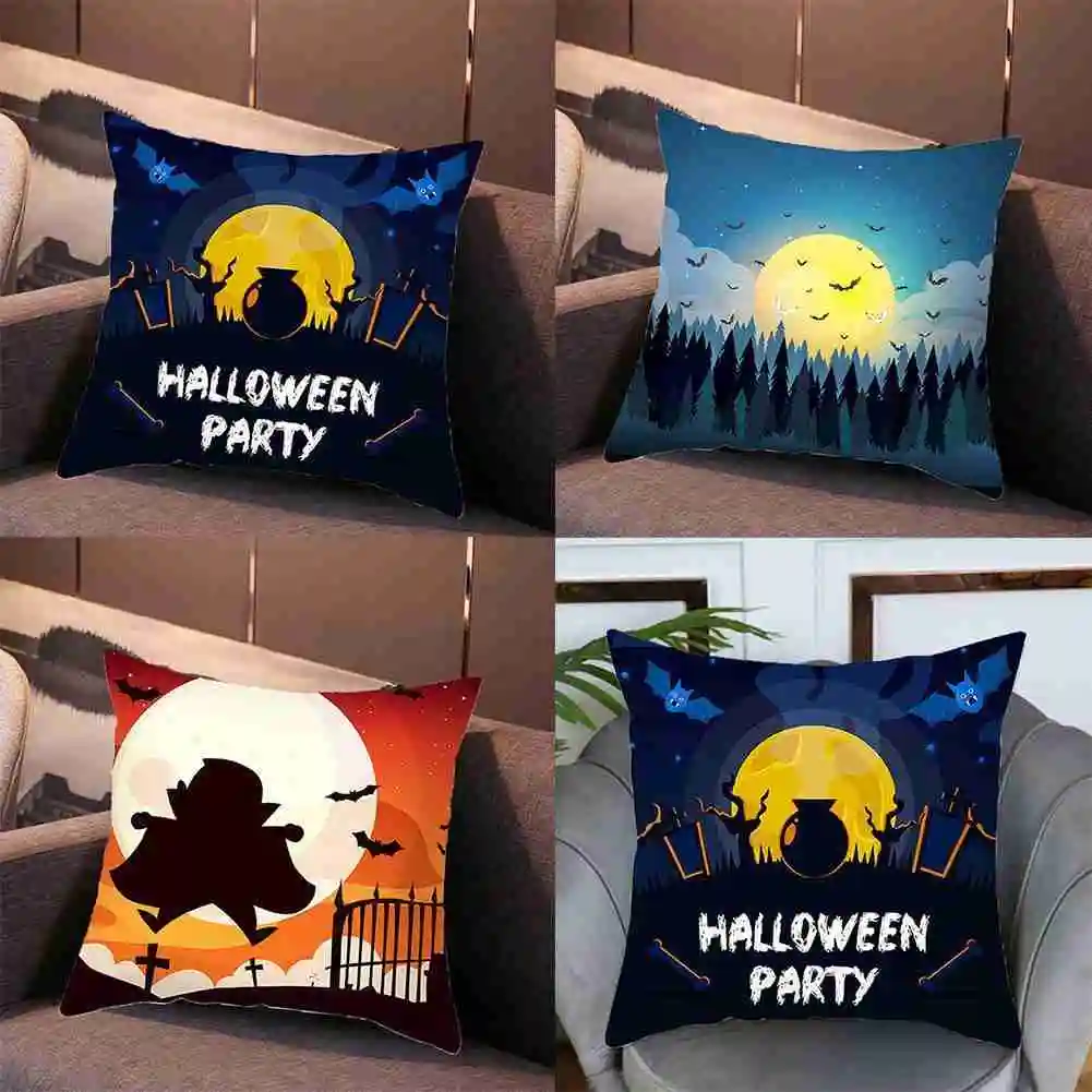 

45x45cm Halloween Pillow Case Halloween Party Decoration Props Funny Cute Pumpkin Cat Cushion Cover Home Office Decorative