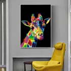 Картина с изображением животных, граффити, печать на холсте, постер, Настенная картина с головой жирафа для гостиной, домашний декор