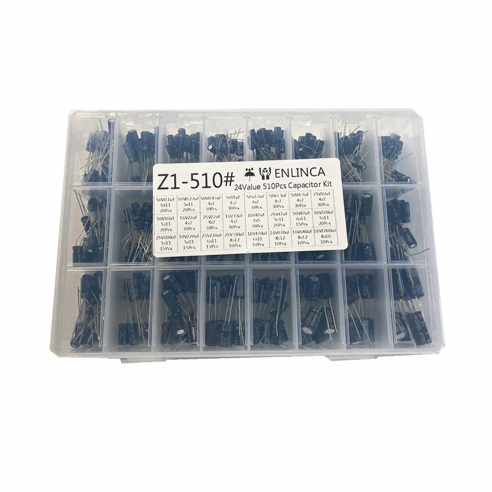 Алюминиевые Электролитические Конденсаторы 510 шт./лот 0 1 мкф 240 мкФ Ф 24 значения 16