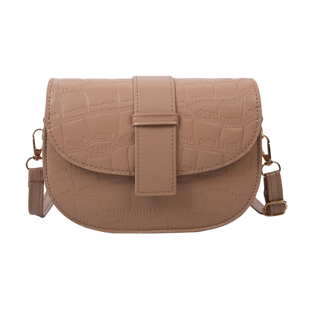 

Youth Ladies Simple Versatile Bag Casual Shoulder Handbags PU Lattice Pattern Messenger Bag Knotted Strap Clutches