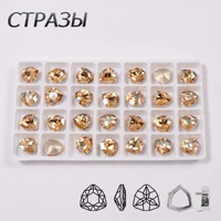 ctpa3bi triangular crystal golden shadow color glass rhinestones with claw sew on crystal stones strass diy bags garment shoes