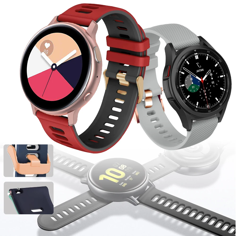 

20mm Women strap for Samsung Galaxy watch 4 Classic 42 46mm Breathable wristband accessories for Active 2 40 44 Gear S2 Classic