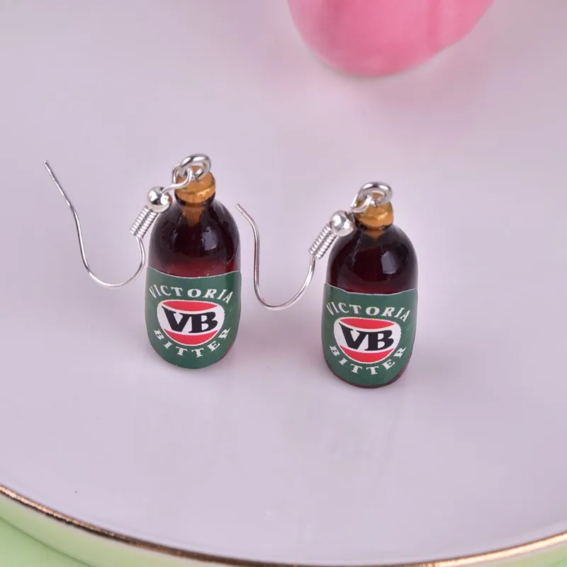 10 шт./упак. 3D VB подвеска в виде бутылки пива из смолы серьги брелок ювелирные