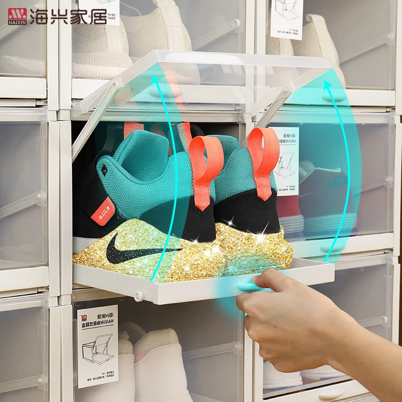 

Large Size Men's Shoe Storage Box Sneaker Household Sorting Plastic Dustproof Drawer Type Transparent Box 33.5*25.8*18.3cm