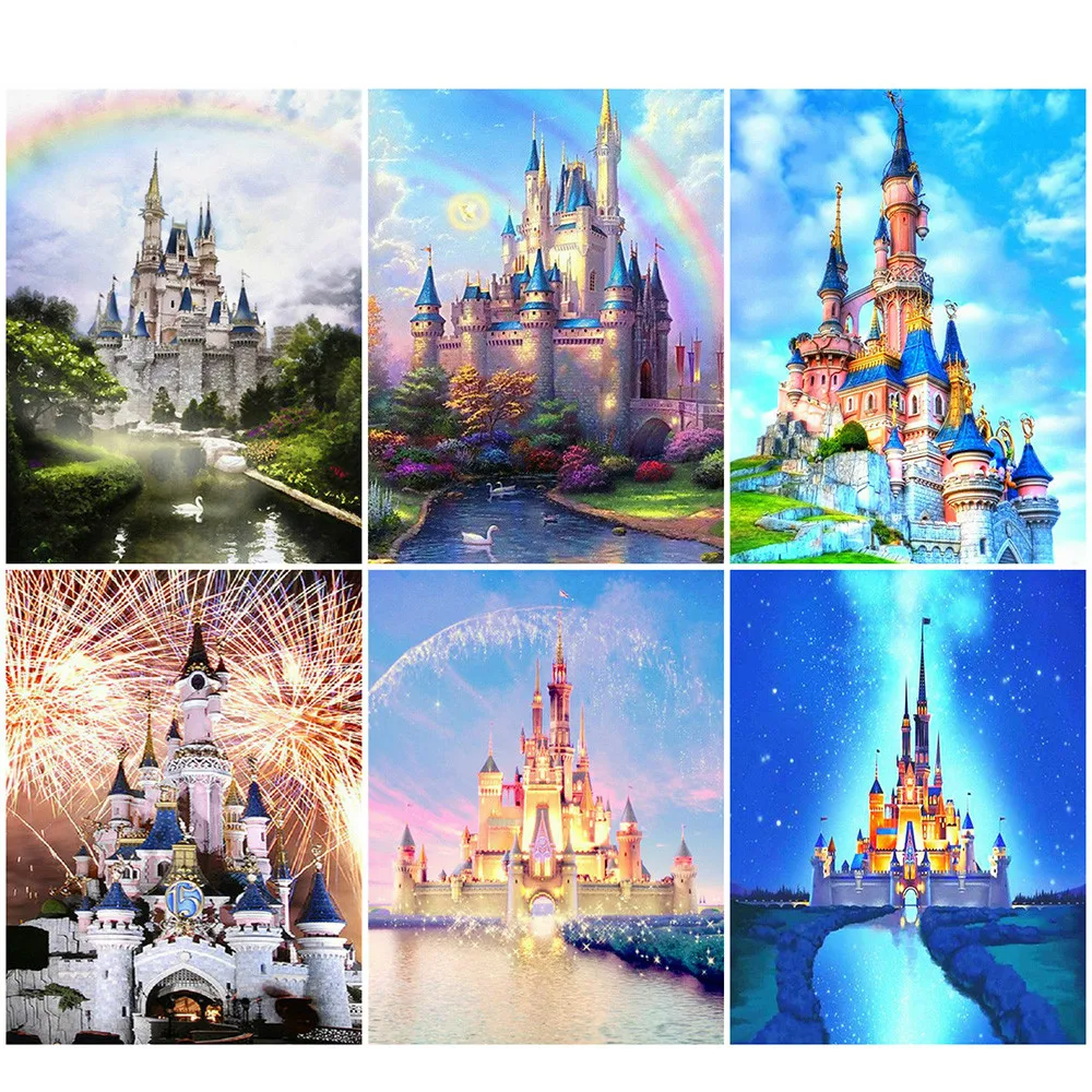 

CraftArtGo 5D DIY Diamond Embroidery Castle Full Square Round Rhinestone Mosaic Painting Cross Stitch Flowers Diamond Kit