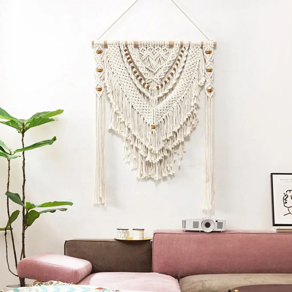 

Woven Macrame Wall Hanging Curtain Boho Wall Tapestry Curtain for Living Room, Nursery, Window, Wedding Backdrop