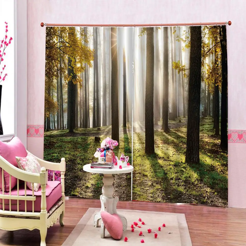 

Psychedelic Forest Trees Curtain Polyester/Cotton Drapes For Living Room Hotel Bedroom Curtains Custom blackout Curtain