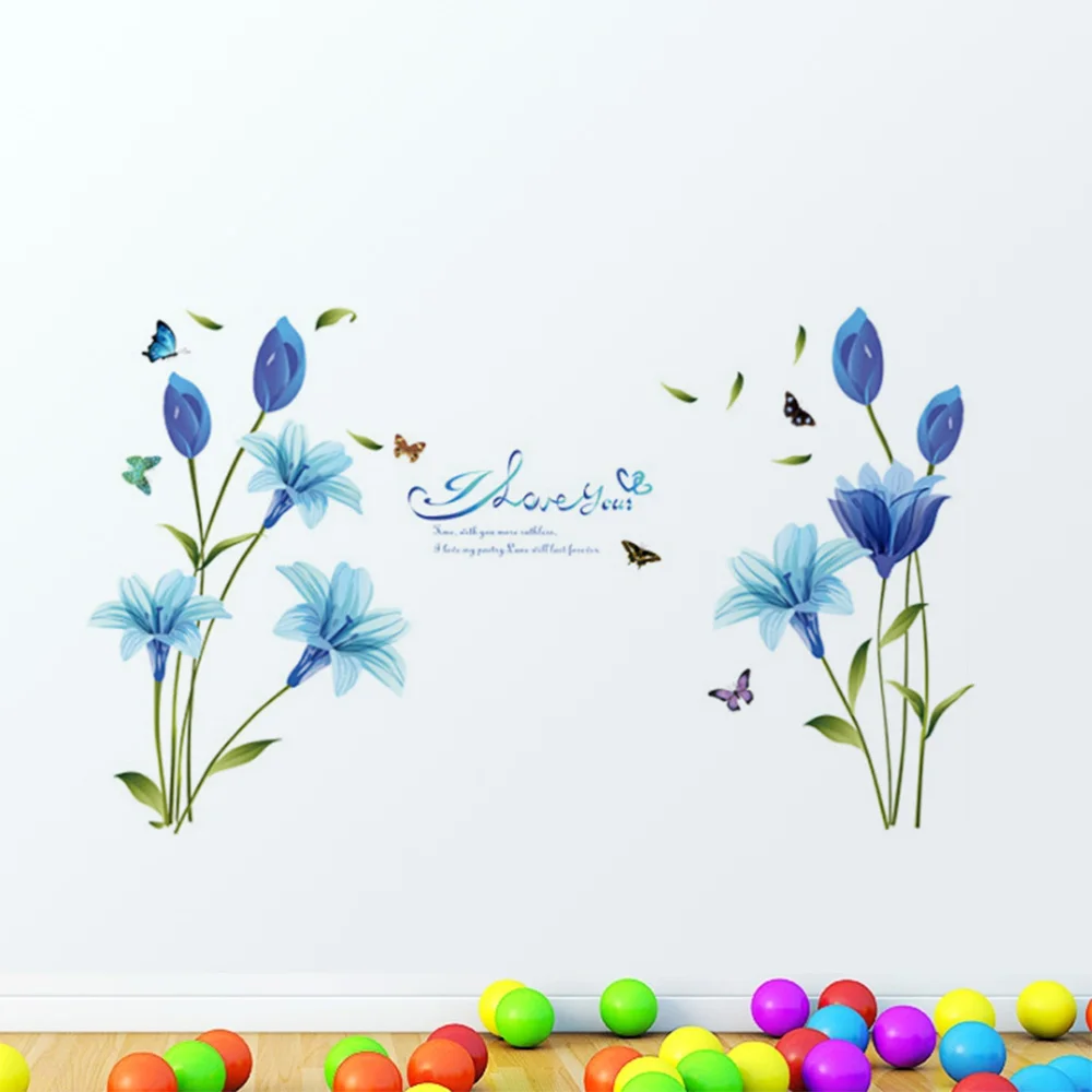 

Lily Flower Wall Stickers Bedroom Living Room Bathroom Diy Vinyl Love Home Plants Home Decor