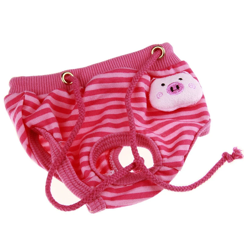 piggy Fenice маленькие милые собачий санитарный брюки для питомцев нижнее белье гигиенические штаны короткие хлопчатобумажные физиологические трусики для животных полосатые подгузники нижнее белье - Цвет: piggy
