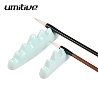 umitive 1 pcs ceramic writing brush holder chinese calligraphy pen holder for watercolor ink painting school office supplies