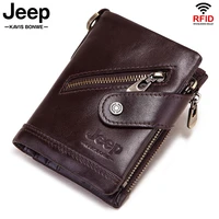 rfid 100 genuine leather men wallet small coin purse mini card holder chain portfolio portomonee male walet pocket zippers