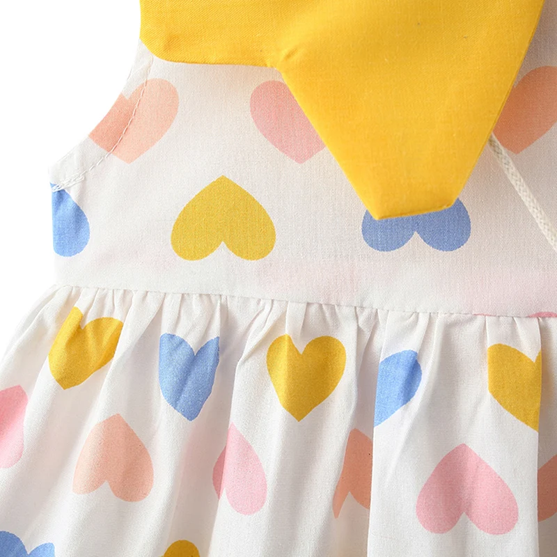 

2021Baby Girls Summer Sleeveless Doll Collar Printed Vest Dress With Ornaments Children Clothing Princess Kids Dresses For Girls