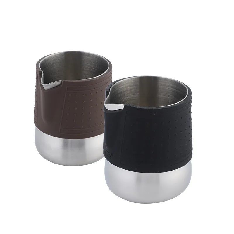 

350ML Stainless Steel Pointed Mouth Cup With Silicone Cup Sleeve Milk Frothing Jug Espresso Creative Coffee Pitcher