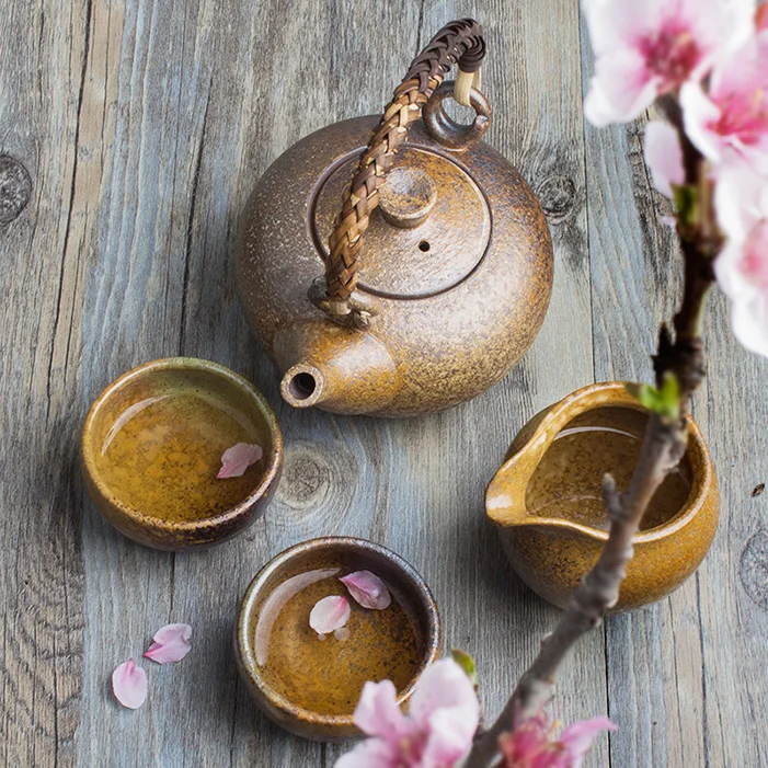 

★pavilion 】 Japanese handmade coarse pottery teapot tea girder are coarse pottery teapot set a complete set of tea sets