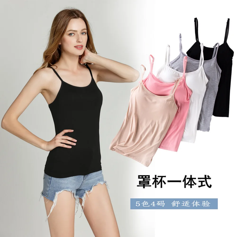 

Sold by 2pcs/lot--Modal seamless one piece bra strap without steel ring vest shirt