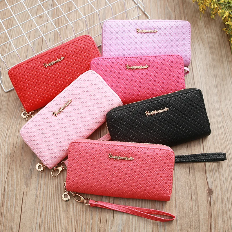 

Manufacturers Directly Provide New Korean Women's Embossed Zipper Wallet Card Bag Mobile Phone Bag Candy Color Long Zero Wallet