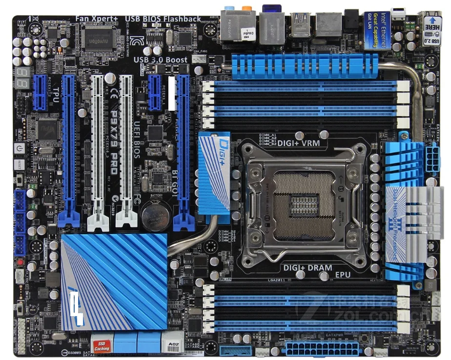 Оригинальная материнская плата P9X79 PRO DDR3 LGA 2011 USB2.0 USB3.0 64 ГБ для 32 нм процессора X79
