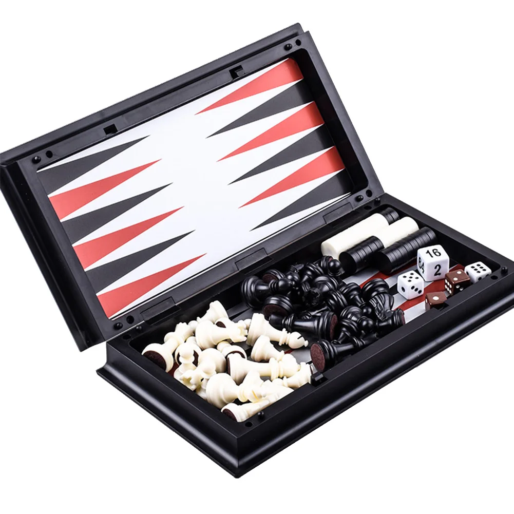 

3 In 1 Portable Magnetic Board Checkers Gift Travel Folding Funny Toy Games Kids Backgammon Entertainment Chess Set Adult