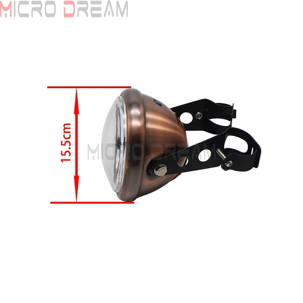 Фара мотоциклетная Ретро 6 дюймов с коричневой рамкой и прозрачными линзами H4