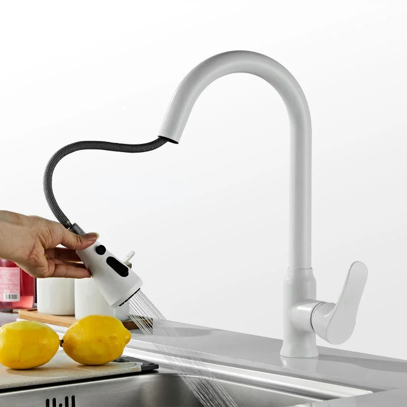 

Dumb white elegant white all Copper Kitchen Faucet rotary pull sink vegetable washing basin cold and hot faucet