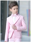 Детский облегающий костюм, розовый пиджак и штаны, на свадьбу, на заказ, для мальчиков, смокинг, 2021