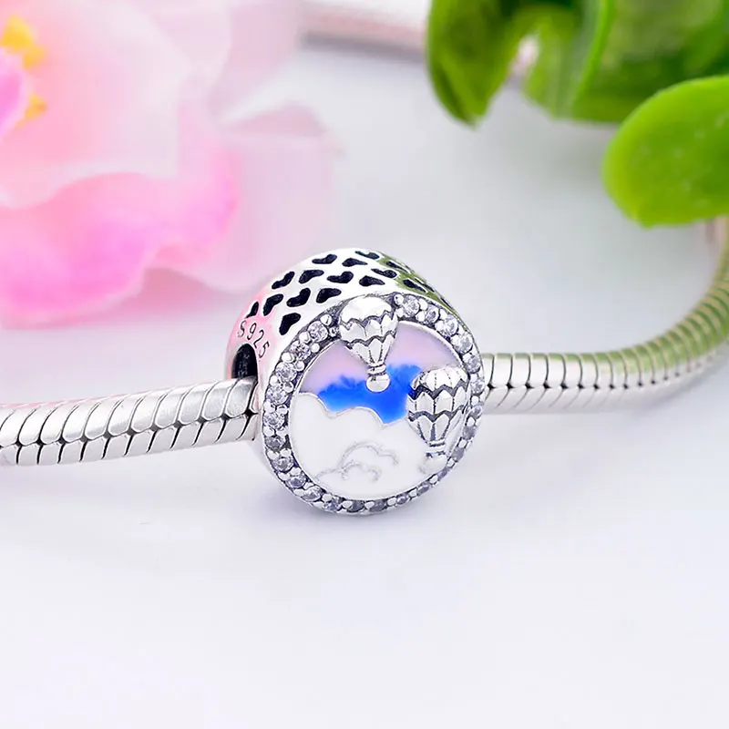 Браслет и ожерелье из серебра 925 пробы с подвеской в виде воздушного шара|Бусины| |