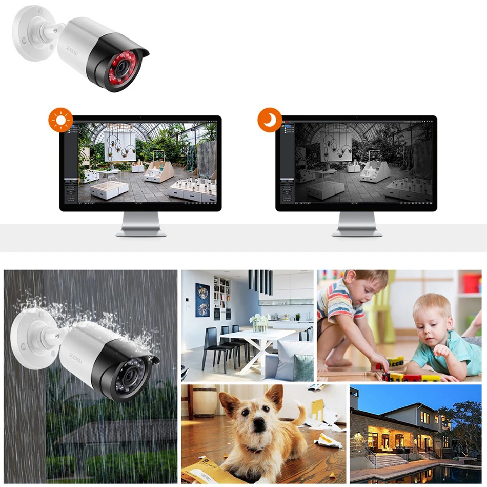 ZOSI HD 2MP видео система наблюдения CCTV 8 канальный Full ночного видения 1080 P TVI dvr комплект открытый мобильный пуля Камера жесткий диск HDD