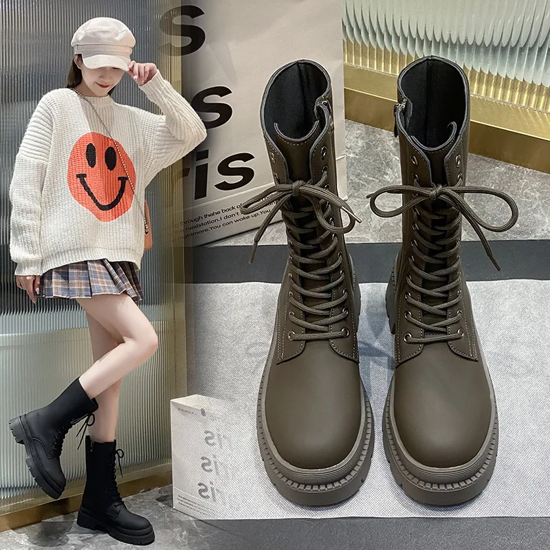 

Новые модные женские ботильоны, обувь на плоской подошве, на шнуровке, зимние плюшевые меховые теплые короткие сапоги, женская обувь, Размер...