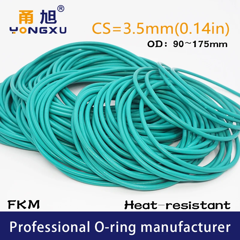 Зеленые резиновые уплотнительные кольца FKM C3.5mm OD90/92/95/97/100/105/110/120/130/175*3 5 мм