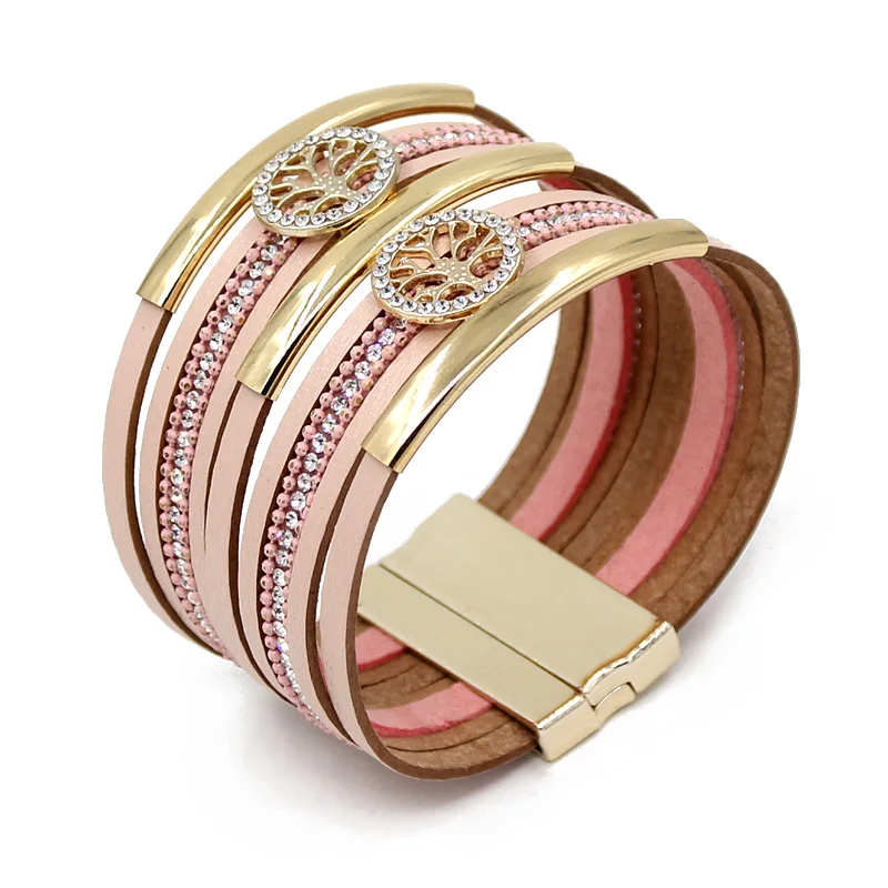 Ювелирные изделия VONNOR браслеты для женщин многослойный кожаный шнур Стразы