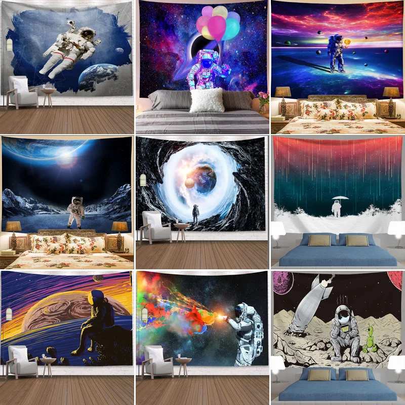 

Astronaut Tapestries Hippie Tapestry ​Fantasy Space Tapestry Wall Hanging Trippy Galaxy Planet Wall Art for Dorm Decorations