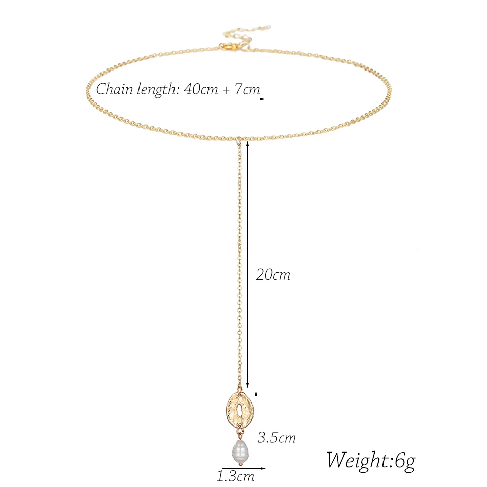 Vintage man-made Pearl Minimalist ins Key gold long pendant necklace for women fashion chain female friend gift choker jewelry |