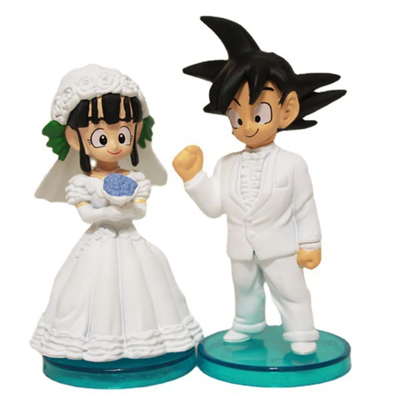 Dragon Ball 2 шт./компл. Аниме Сон Гоку и Чичи свадебное платье ПВХ фигурки модели
