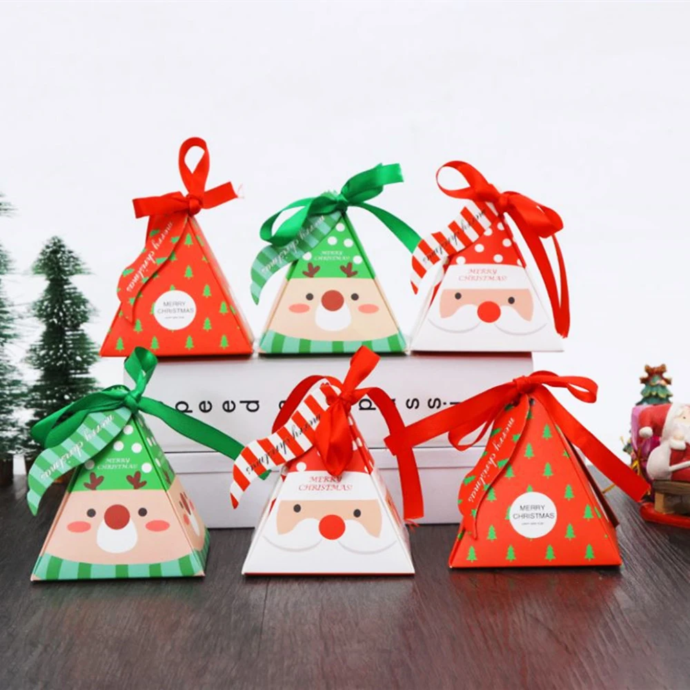 

10 шт./компл. рождественские коробки для конфет, Подарочная коробка с Санта Клаусом, «сделай сам», Упаковочная Сумка для печенья, украшение дл...
