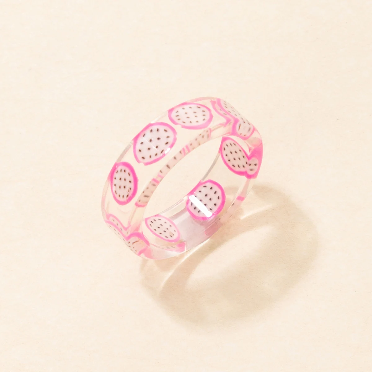 

docona Cute Colorful Fruit Pattern Joint Rings for Women Bohemia Circle Resin Knuckle Rings Female Summer Party Jewelry