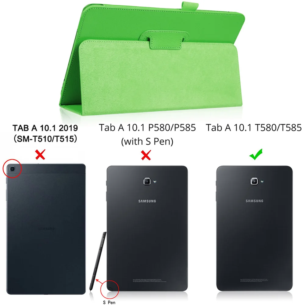 Green Тонкий складной откидной Чехол с подставкой из искусственной кожи чехол для samsung Galaxy Tab A A6 10,1 T585 T580 SM-T580 T580N Funda чехол s - Цвет: Green
