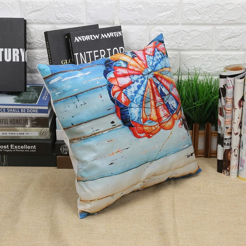 Пляжный стиль живописные наволочки для подушек 45*45 см чехлы на подушки наволочка