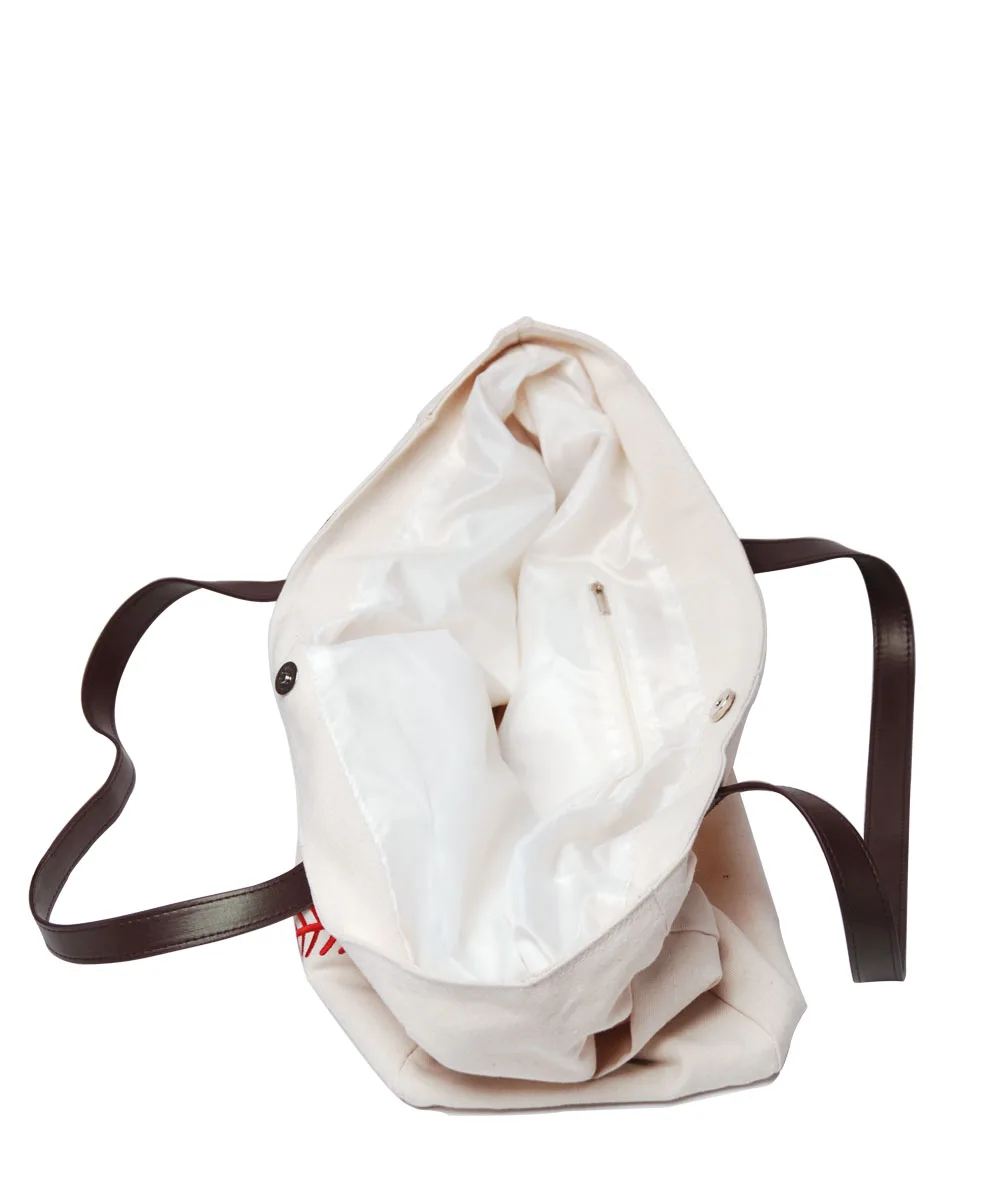 

Embroidery Baseball Tote Bag Embroidery Sporty Canvas Handbag With Outer Pockets And Embroidery Lace DOM1071477