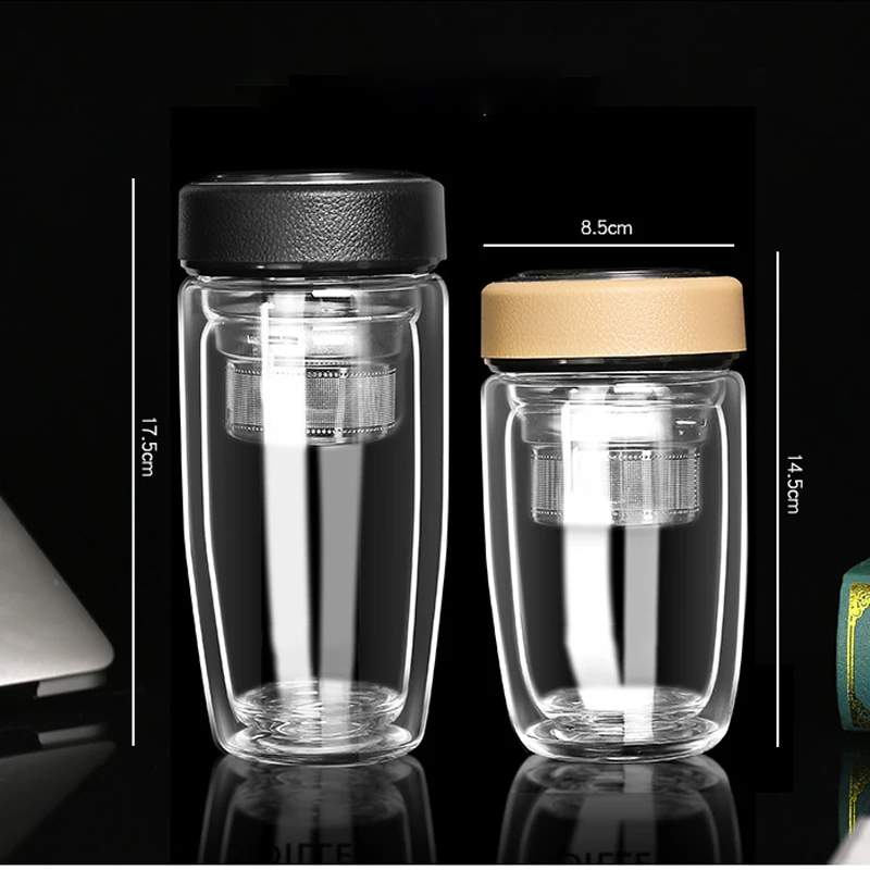 Двойные стенки Стекло чашки стеклянная кофейная кружка с крышкой из нержавеющей