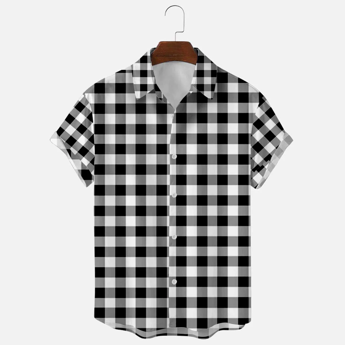 Bababuy 2021 New Plus Size Men's Short Sleeve Plaid Shirts Summer Hawaiian Holiday Casual Buttons Shirts Beach Tops