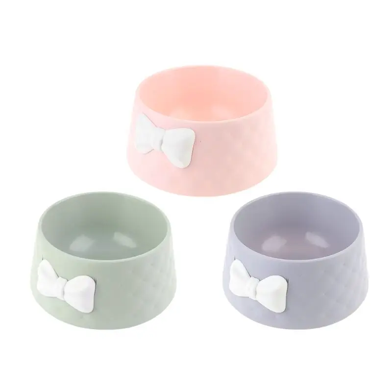 

Cute Pet Feeder Rhombus Texture Bow-knot Candy Color Small Dog Cats Bowl