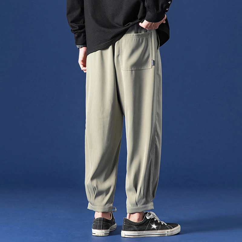 

Summer Men's Casual Fashion Pure Color Casual Pants Lightweight Breathable Stretch Loose Straight Pants All-match Sports Pants