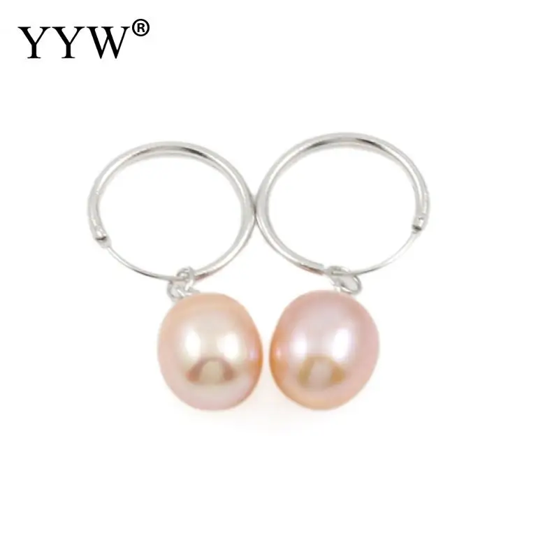 

Sale!! Pink Freshwater Pearl Dangle Earrings Exquisite Earring Clip Platinum Color Plated 9-10mm Sold By Pair