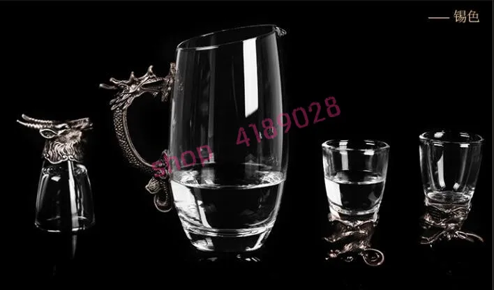 

Alloy, glass, twelve zodiac Chinese style wine set / tea set