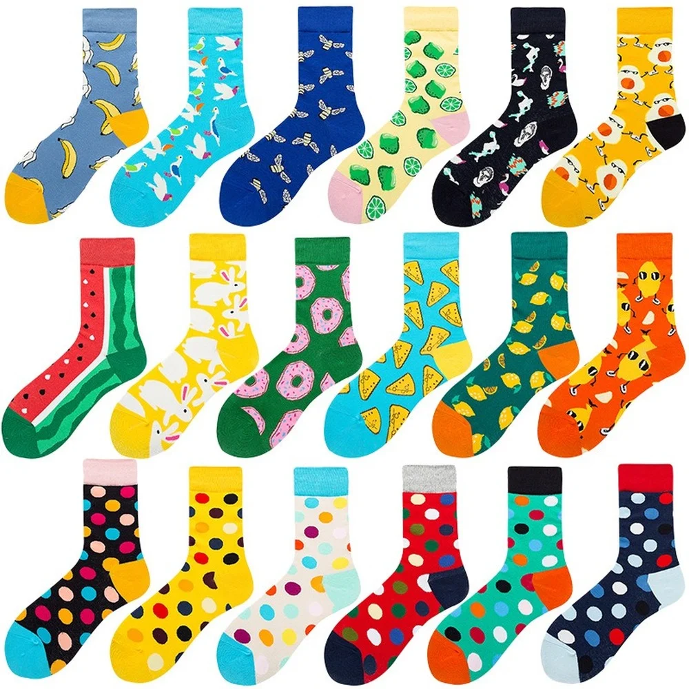 

Women's Casual Cotton Socks Tide Socks 2021 New Trend Harajuku Kawaii Middle Tube Standard Cartoon Cute Socks Breathable Funny