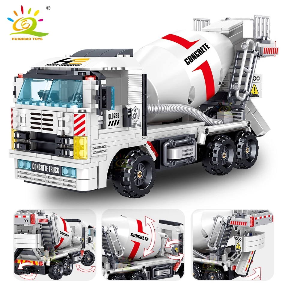 

HUIQIBAO TOYS 771pcs Engineering Cement Mixer Truck Building Blocks For Children City Construction Car Bricks Set Kids Gift