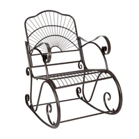 single iron art leisure rocking chair bent armrest paint sun shape for outdoor garden park decoration blackus stock