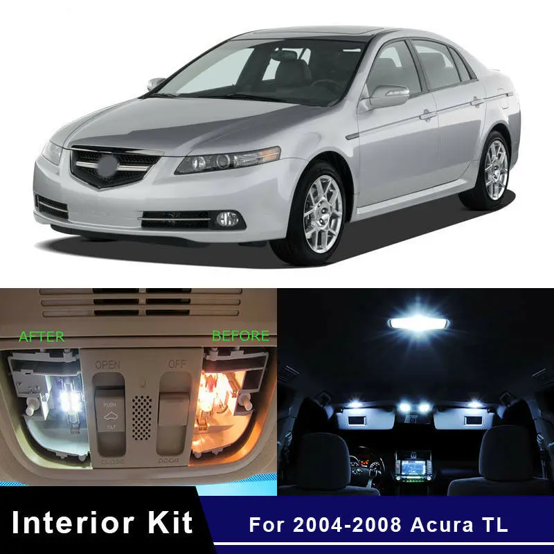 

12x Белый светодиодный комплект внутренней подсветки для 2004 2005 2006 2007 Acura TL карта в наличии в США купольная лампа для багажника Прямая замена