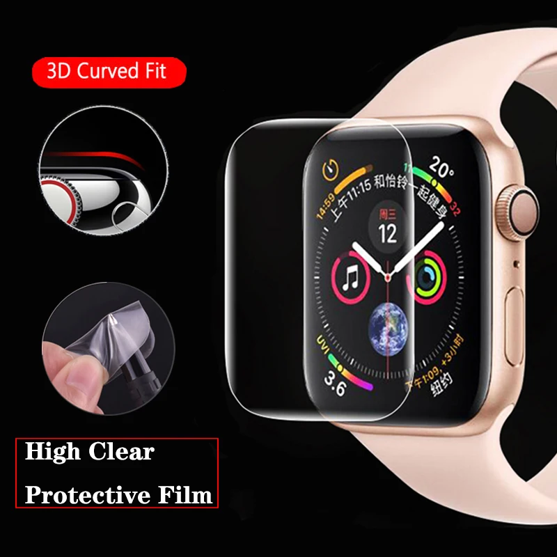 Гидрогелевое стекло для Apple Watch 4 5 40 мм 44 прозрачная защитная пленка с полным