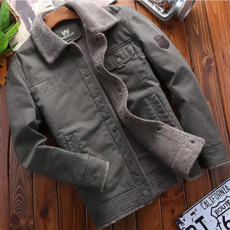 Winter Plush Cotton Clothes Men's Short Loose Large Casual Lapel Jacket Thickened Warm Coat Men's